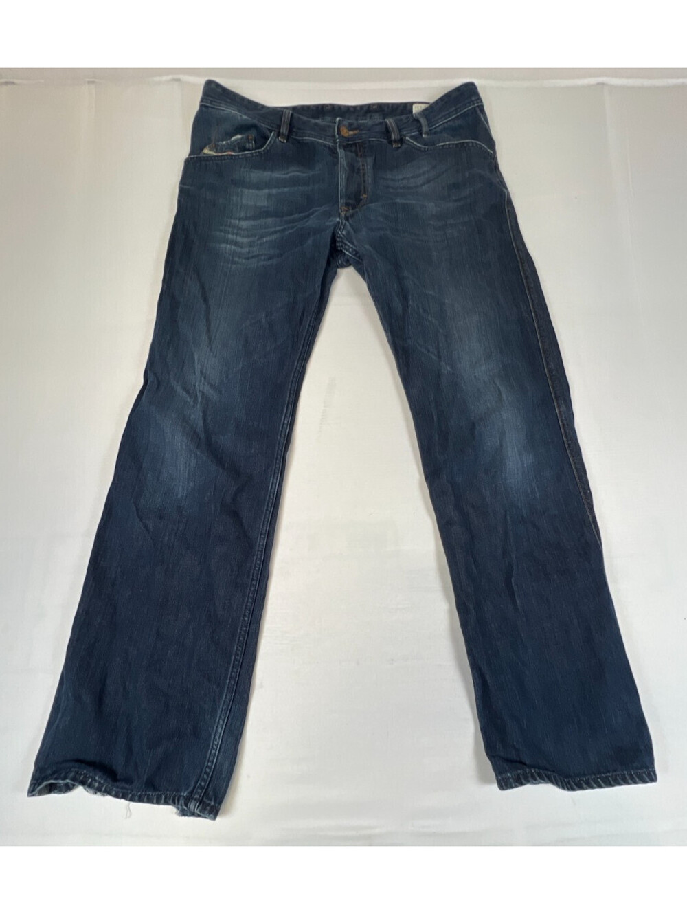 Diesel Mens 38x34 Blue Bonsky Distressed Denim Jeans